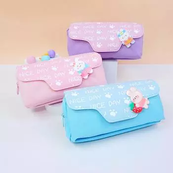 Детский флип-сумка-карандаш с героями мультфильмов, женский милый пенал с кроликом, большая вместительная сумка для канцелярских принадлежностей для школьников начальной школы фиолетовый