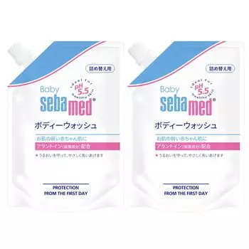 Детский гель для душа Sebamed 400 мл, сменный блок, набор из 2 слабокислотных гипоаллергенных жидких дозаторов, сменный блок шампуня для всего тела, сделано в Германии (Без добавок