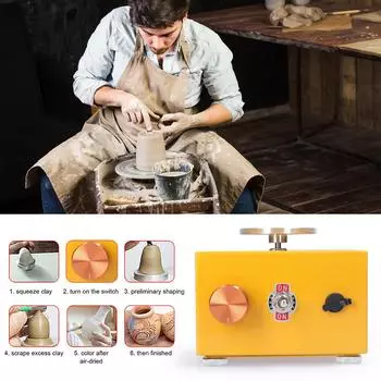 Детский глиняный инструмент «сделай сам» с подносом для керамической работы, мини-гончарный круг, керамический поворотный стол, портативный EU Plug