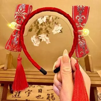 Детский год бахрома светящаяся повязка на голову праздничный шар для волос для девочек простые аксессуары для волос