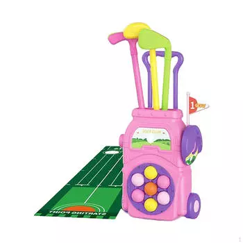 Детский гольф-клуб для игр в помещении и развития навыков в возрасте от 3 до 6 лет розовый