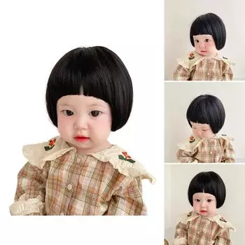 Детский головной убор, реквизит для фотосъемки, шляпа для девочки, модная шляпа для девочки с короткими волосами, кудрявый парик, шляпа, реквизит для детской фотосессии 2