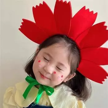 Детский головной убор с подсолнухом, милый забавный реквизит для фотосессии на день рождения, праздничное украшение, повязка на голову free size жёлтый