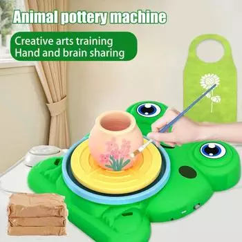 Детский гончарный круг, игрушка, USB, электрический, своими руками, лепка из глины, гончарная машина, обучающая гончарная игрушка, подарок для малышей, мальчиков и девочек зелёный