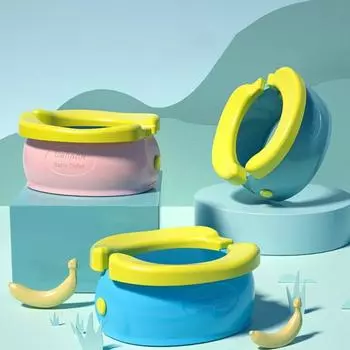Детский горшок, складной чистый туалет, удобное тренировочное сиденье, подарок синий