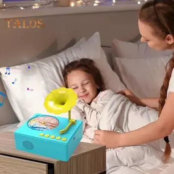 Детский граммофон с 48 карточками для раннего образования детей, граммофон, музыкальный проигрыватель, магнитофон, музыкальная шкатулка, интерактивная игрушка для рассказывания историй для малышей небесно-голубой