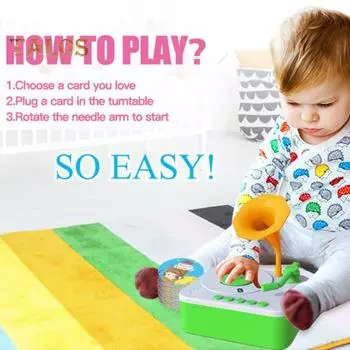 Детский граммофон с 93 карточками для раннего образования детей, музыкальный проигрыватель с историей, магнитофон, музыкальная шкатулка, интерактивная игрушка для рассказывания историй для малышей зелёный