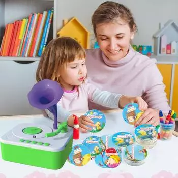 Детский граммофон с 93 карточками Раннее образование Дети Фонограф История Музыка
