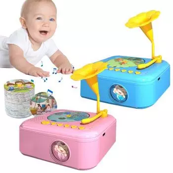 Детский граммофон с 96 карточками для раннего образования, детский фонограф, музыкальный проигрыватель, магнитофон, музыкальная шкатулка, интерактивная игрушка для повествования розовый