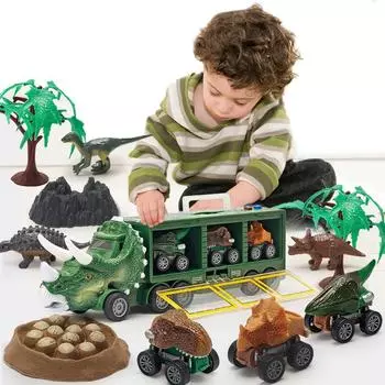 Детский грузовик-динозавр со звуком, легкий транспортный автомобиль, игрушечный динозавр, фигурки животных, модель тираннозавра, игрушка в подарок для мальчика