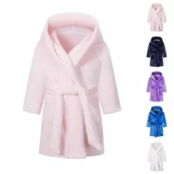 Детский халат из золотого бархата для мальчиков и девочек, домашняя одежда, осенне-зимний спальный халат 140 фиолетовый