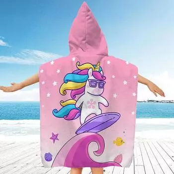 Детский халат, накидка, банное полотенце, детское пончо с капюшоном, быстросохнущее впитывающее полотенце для плавания, пляжный халат