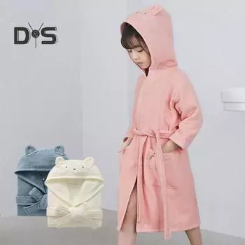 Детский халат с капюшоном и поясом с карманами, толстый, мягкий, быстро впитывающий воду, однотонный халат для мальчиков и девочек, пижама, одежда для сна S розовый