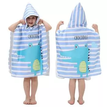 Детский халат с рисунком из мультфильмов Детское пляжное полотенце с капюшоном Пончо Быстросохнущее суперабсорбирующее полотенце для плавания Ветрозащитное носимое полотенце для малышей S F