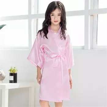 Детский халат Удобный и элегантный Темперамент Вегетарианский детский халат Тонкий искусственный шелк Сатин Тонкий кардиган Халат для малышей Подиумный кардиган 4 темно-синий
