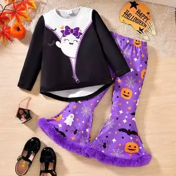 Детский Хэллоуинский комплект с длинным рукавом, мультяшный, милый 18M фиолетовый