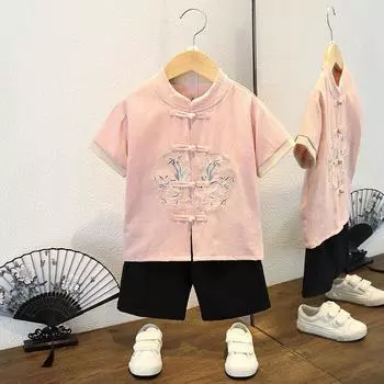 Детский ханбок, летняя одежда для выступлений в китайском стиле для мальчиков, костюм для девочек в древнем стиле Тан, костюм для выступлений в детском саду, костюм 90