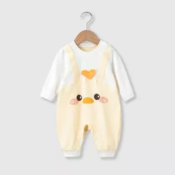 Детский хлопковый комбинезон унисекс на весну и осень – комбинезон с длинными рукавами для новорожденных, идеально подходит для ползания и игр. 73CM синий