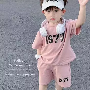 Детский хлопковый костюм, летние футболки с короткими рукавами и буквенным принтом для мальчиков и девочек, шорты, комплекты из 2 предметов, детские спортивные костюмы, домашняя одежда 100