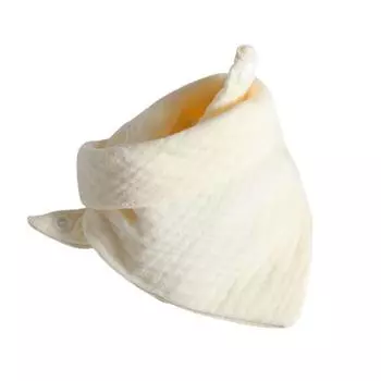 Детский хлопковый однотонный нагрудник с оборками One Size бежевый