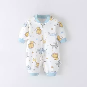 Детский хлопковый ромпер с длинным рукавом - Унисекс с мультяшным принтом для осени/зимы 66 cm