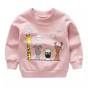 Детский хлопковый свитшот с героями мультфильмов для маленьких мальчиков и девочек, повседневные свободные топы с круглым вырезом и длинными рукавами, одежда M светло-синий