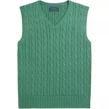 Детский хлопковый жилет-свитер крупной вязки Polo Ralph Lauren Зеленый CWPOSWEY6820613-300 S