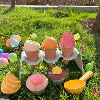 Детский игровой домик-мороженое, игрушка для приготовления мороженого-снежка, игра с песком, космический песок, аксессуары, набор для моделирования, детская головоломка Wheat straw Sweet ice cream Suit