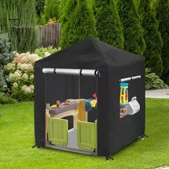 Детский игровой домик на открытом воздухе с застежкой-молнией, водонепроницаемый, устойчивый к ультрафиолетовому излучению, простой в установке, защитный чехол для игрового домика серый