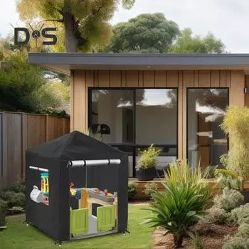 Детский игровой домик на открытом воздухе с застежкой-молнией, водонепроницаемый, устойчивый к ультрафиолетовому излучению, простой в установке, защитный чехол для игрового домика серый