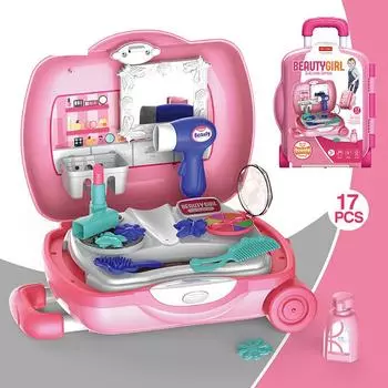 Детский игровой домик, переносной чемодан, комод, музыкальный столик, кухонная утварь, медицинское оборудование, чемодан на колесиках, набор игрушек