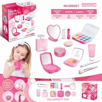Детский игровой домик Симуляция Макияж для девочки Помада Тени для век Набор для макияжа Не размазывается