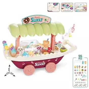 Детский игровой домик Спрей Музыка Конфетная лодка Торт Тележка для мороженого Имитация кухни Набор игрушек для девочек