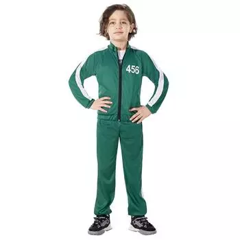 Детский игровой костюм «Кальмар», детские зеленые куртки с номером, спортивная одежда для Хэллоуина, реквизит S