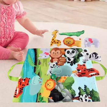 Детский игровой коврик Aniaml, тканевая книга, обучающая игрушка Монтессори, дорожная сумка для хранения 2 в 1, сенсорная