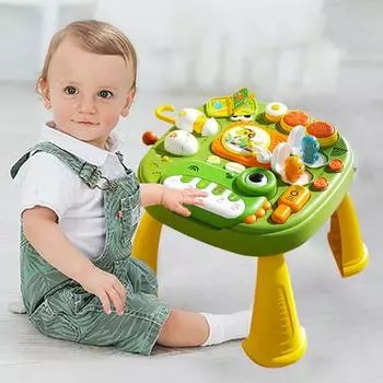 Детский игровой стол, игрушка, мультяшный динозавр, обучающий стол, музыкальная игрушка, развивающий детский игровой центр для малышей, мальчиков и девочек, стоячий игровой стол Dinosaur