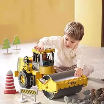 Детский игрушечный автомобиль из сплава, звуковой и световой инерционный бульдозер, инженерный автомобиль для мальчиков