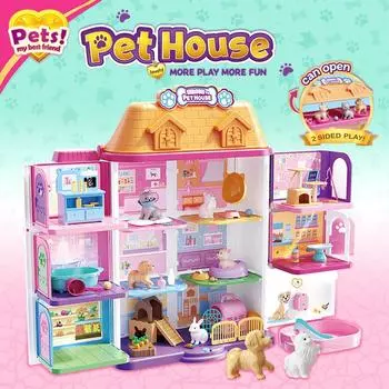 Детский игрушечный домик для питомцев, милый игровой зал для питомцев, игровой домик для девочки 3-6 лет, подарок на день рождения и праздник разноцветный