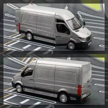 Детский игрушечный фургон Mercedes-Benz Sprinter MPV RMZ City 1/36:36 литых миниатюрных моделей автомобилей с откидным механизмом для коллекции подарков для детей серебряный