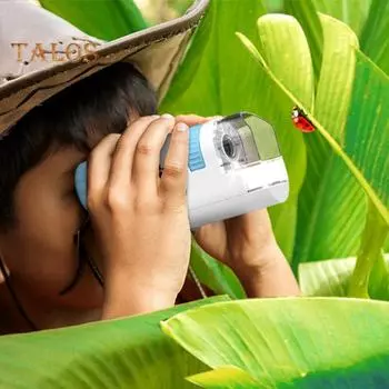 Детский игрушечный микроскоп со светодиодной подсветкой 12 образцов 80-200X детский биологический микроскоп портативный ручной мини-скоп образовательный научный эксперимент A розовый