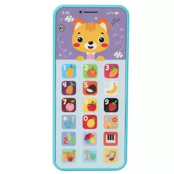Детский игрушечный мобильный телефон 18 кнопок 6 режимов USB-зарядка Многофункциональный Раннее образование Имитация телефона циан