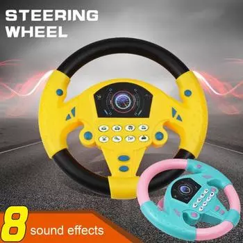 Детский игрушечный руль с присоской и музыкой, вращающийся на 360 градусов, симулятор вождения автомобиля для малышей, ролевые игры, обучающий руль чёрный