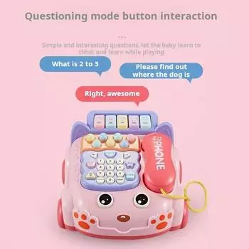 Детский игрушечный телефон, имитация стационарного телефона, детский образовательный ранний обучающий детский музыкальный сюжет, кабельный телефон