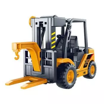 Детский игрушечный вилочный погрузчик с литой конструкцией, игрушечный вилочный погрузчик с инерционным приводом, реалистичная строительная машина, образовательная модель подъемного крана жёлтый