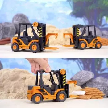 Детский игрушечный вилочный погрузчик с литой конструкцией, игрушечный вилочный погрузчик с инерционным приводом, реалистичная строительная машина, образовательная модель подъемного крана для малышей жёлтый