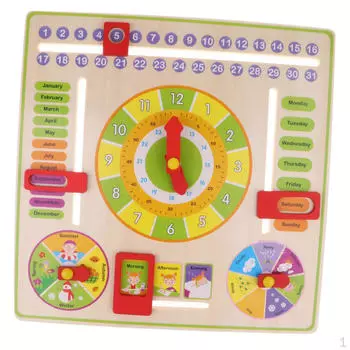 Детский календарь, доска, часы, дошкольная деревянная игрушка