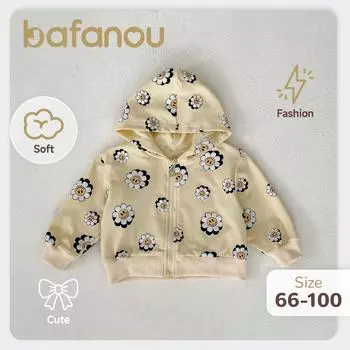 Детский кардиган на молнии для девочек с рисунком из мультфильмов, весеннее пальто с капюшоном bafanou 25068 66cm(3-6M)