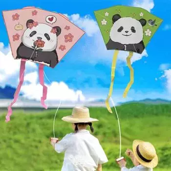 Детский карманный воздушный змей в виде панды с сумкой для хранения, открытый пляжный парк, лужайка, легко летать, мини-красочный мультяшный воздушный змей с животными, подарок для взрослых, мальчиков и девочек розовый