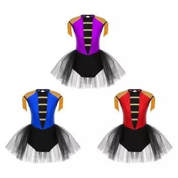 Детский карнавальный костюм для девочек, цирковой нарядный костюм, танцевальное трико с кисточками, платье для костюмированной вечеринки на Хэллоуин, праздничная одежда 5-6 Years красный