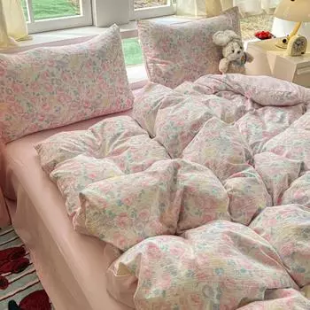 Детский класс А хлопок аэробный двухслойный набор из 4 предметов, пододеяльник из чистого хлопка, простыня, 3 предмета для студенческого общежития 1.2 m 3pc quilt 1.5*2m